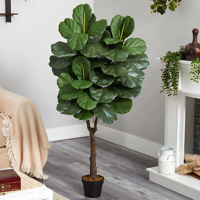 4.5ft. Potted UV Resistant Fiddle Leaf Fig Tree