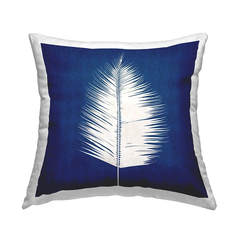 Stupell Industries Abstract Leaf Frond Shape Bold Blue Throw Pillow, 18" x 18"