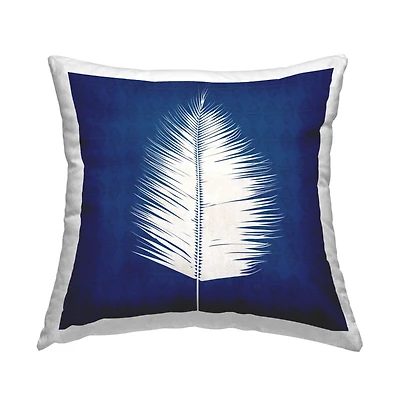 Stupell Industries Abstract Leaf Frond Shape Bold Blue Throw Pillow, 18" x 18"
