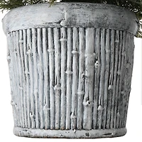 22" Pre-Lit Flocked Chiwawa Basin Pine Tree With Pinecones In Gray Pot, Clear LED Lights