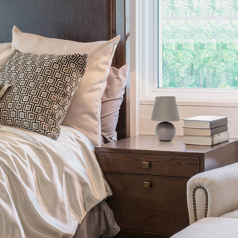 Simple Designs Gray Mini Ceramic Globe Table Lamp