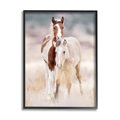 Stupell Industries Calm Horses in Muted Beige Meadow Photograph in Frame Wall Art
