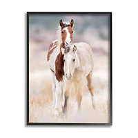 Stupell Industries Calm Horses in Muted Beige Meadow Photograph in Frame Wall Art
