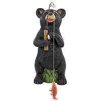 Design Toscano 13.5" Hooked on Fishing Fisherman Black Bear Statue