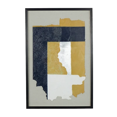 The Novogratz Neutral & Yellow Mixed Media Abstract Framed Canvas Wall Art