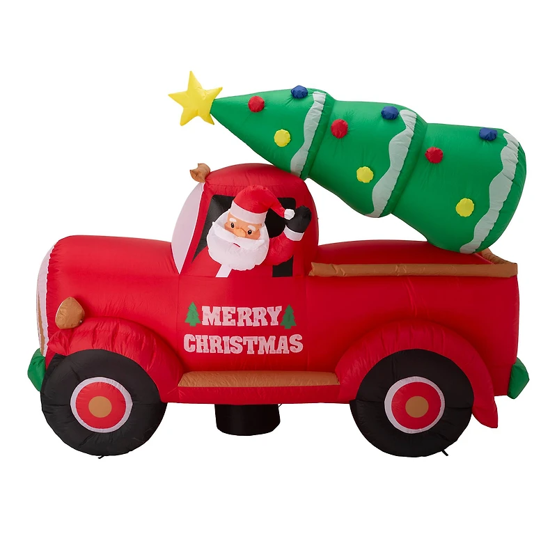 Glitzhome® 7ft. Inflatable Santa Claus On Truck