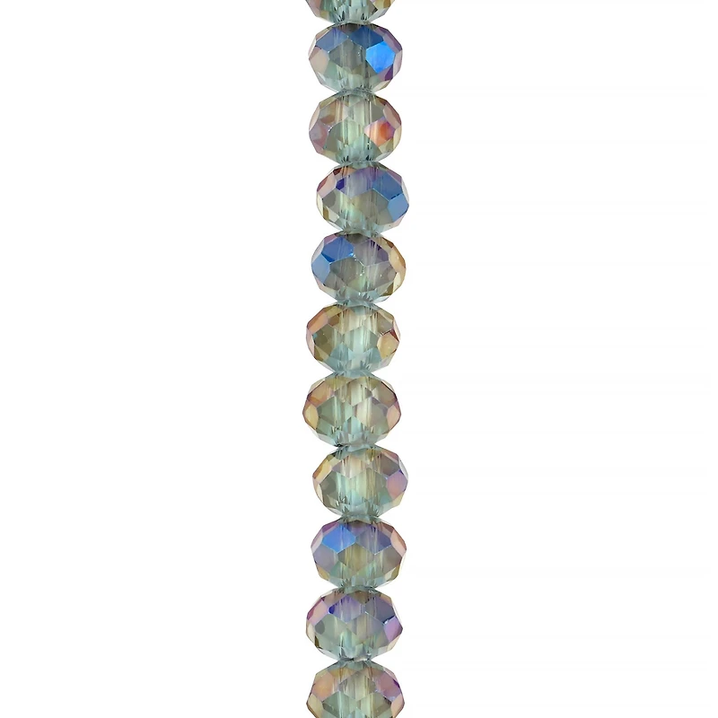 12 Pack: Gray Large Hole Faceted Glass Rondelle Beads by Bead Landing™