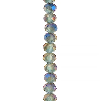 12 Pack: Gray Large Hole Faceted Glass Rondelle Beads by Bead Landing™