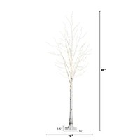 8ft. Pre-Lit White Birch Artificial Christmas Tree, Warm White LED Lights