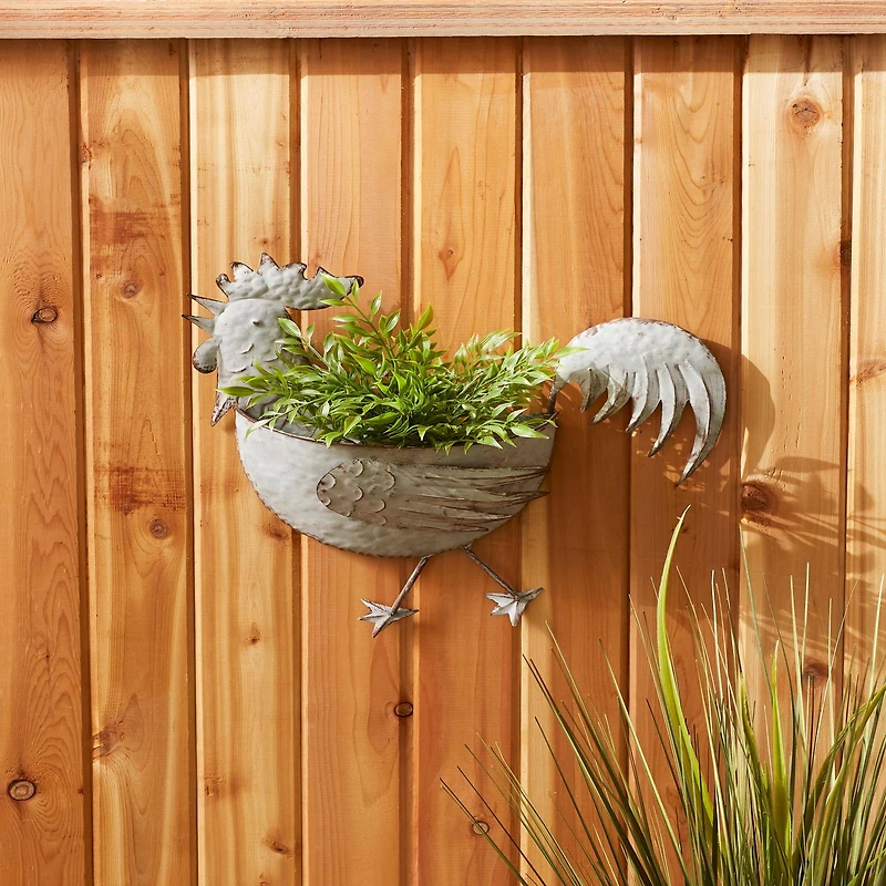 DII® 14.25" Rooster Galvanized Wall Planter
