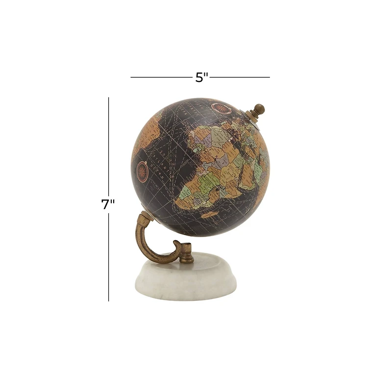 Modern Black Globe with Iron & Marble Base