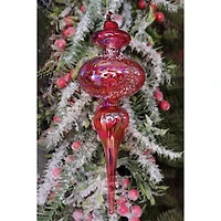 Wizardi  8.7" Iridescent Red Spire Christmas Glass Ornament 