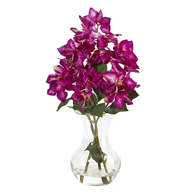 17" Bougainvillea Arrangement in Glass Vase