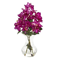 17" Bougainvillea Arrangement in Glass Vase