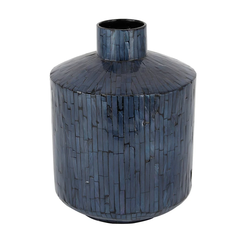 Blue Shell Contemporary Vase, 9" x 9" x 9"