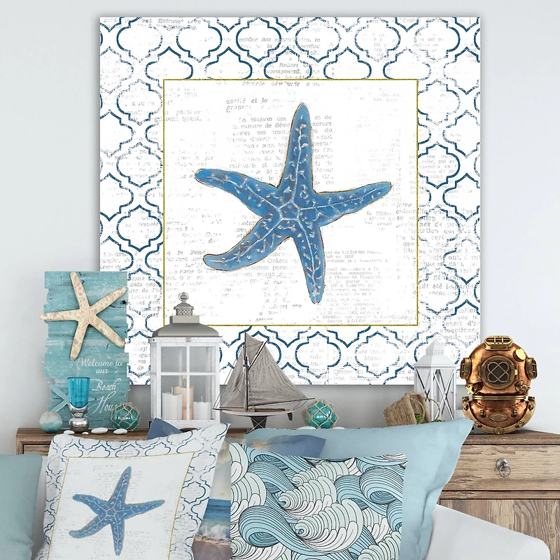 Designart - Navy Starfish with Gold