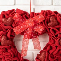 Glitzhome® 19.25" Fabric Valentine's Heart Wreath
