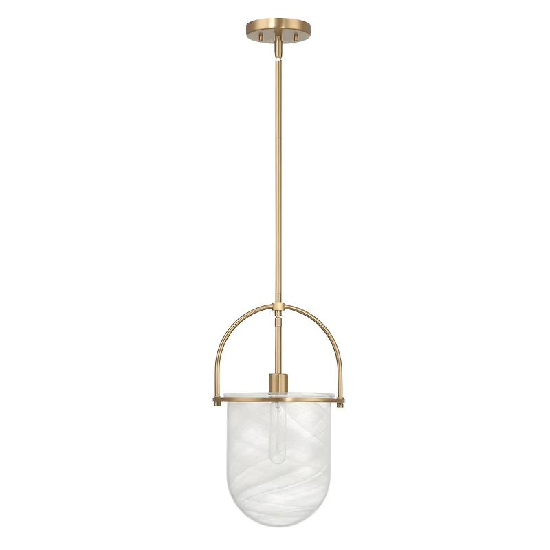 Hello Honey® Beatrice Gold & White Mid-Century Modern Handmade Marbleized Glass & Metal Ceiling Light