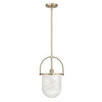 Hello Honey® Beatrice Gold & White Mid-Century Modern Handmade Marbleized Glass & Metal Ceiling Light