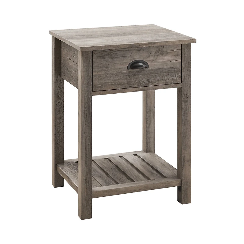 Walker Edison Gray Wash Country Single Drawer Nightstand