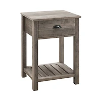 Walker Edison Gray Wash Country Single Drawer Nightstand