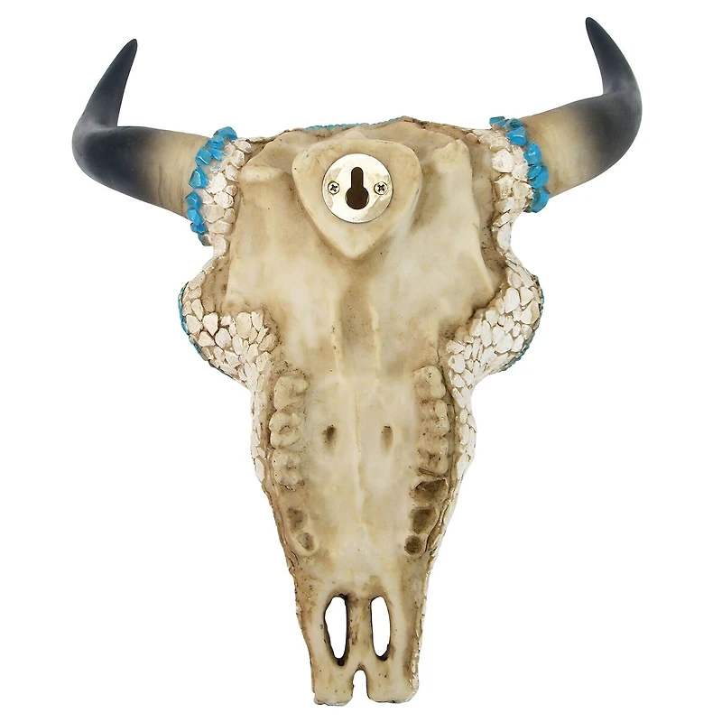 Design Toscano 10.5" Mystic Plains Warrior Faux Gem Encrusted Cow Skull Wall Sculpture
