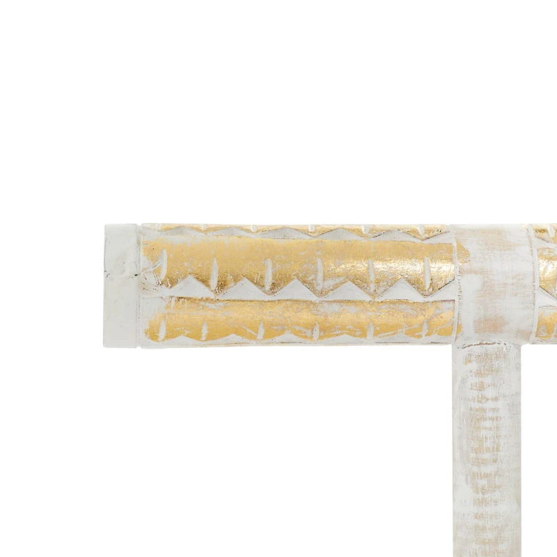 Natural Themed Gold and White Wood Jewelry Stand, 10" x 12" x 7"