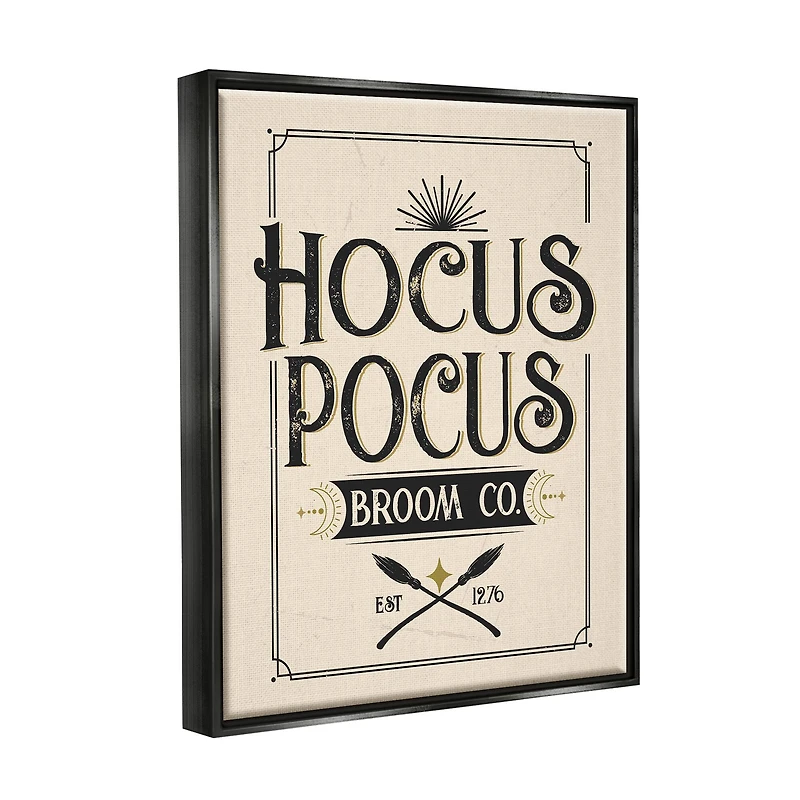 Stupell Industries Hocus Pocus Broom Co Sign Framed Floater Canvas Wall Art