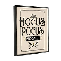 Stupell Industries Hocus Pocus Broom Co Sign Framed Floater Canvas Wall Art