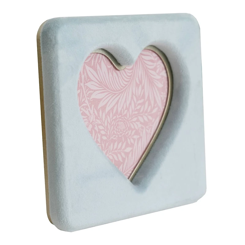 Just Jane 5" x 5" Blue Velvet with Gold Heart Tabletop Frame by Studio Décor®