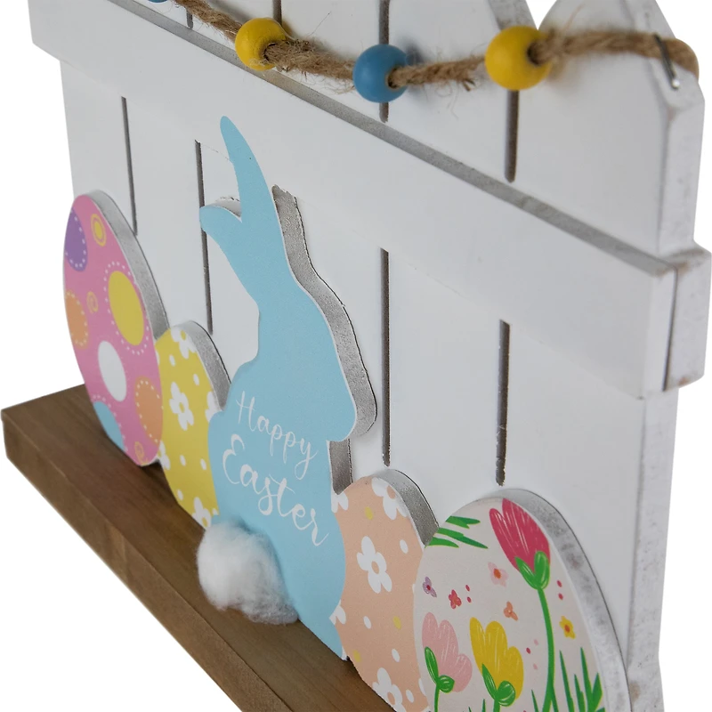 11.75" Happy Easter Bunny & Picket Fence Tabletop Décor