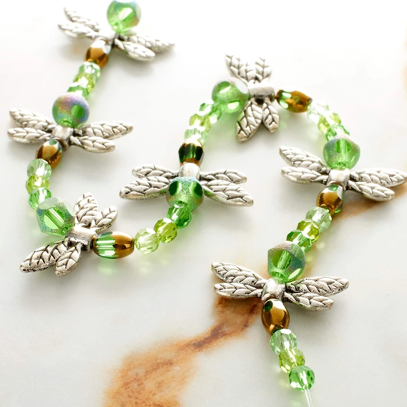 12 Packs: 42 ct. (504 total) Silver & Green Dragonfly Mix Beads by Bead Landing™