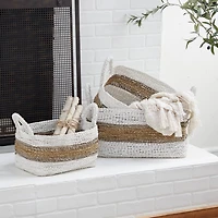 White & Brown Nesting Storage Basket Set