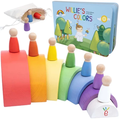 Extasticks Willie's Colors Rainbow World Wooden Arches And Peg Dolls Set