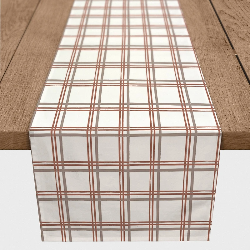 90" White & Red Holiday Plaid Cotton Twill Runner