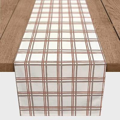 90" White & Red Holiday Plaid Cotton Twill Runner
