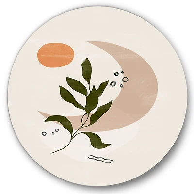 Designart - Abstract Geometrical Moon With Leaf I