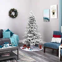 6.5ft. Pre-Lit Flocked Grand Northern Rocky Fir Artificial Christmas Tree, Warm Micro LED Lights