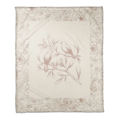 Floral Bird Perch Fleece Blanket