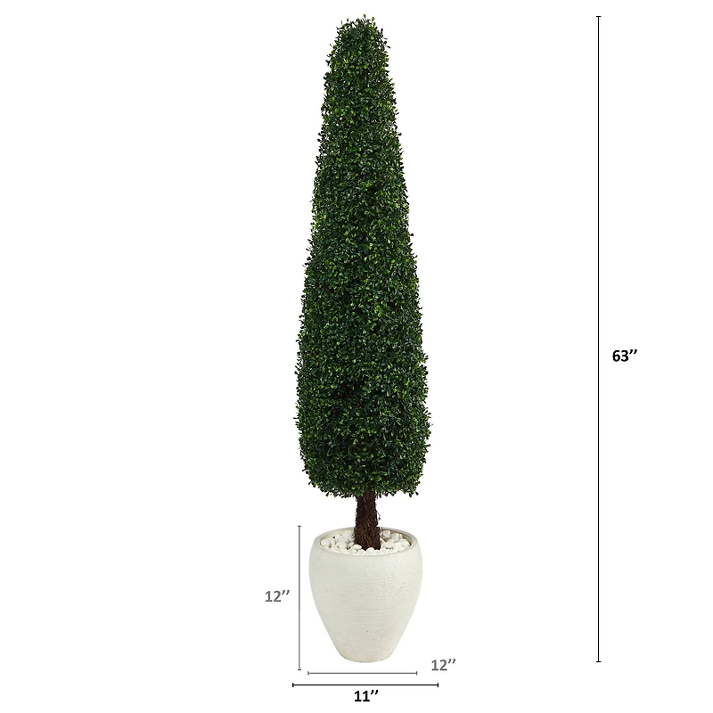 5.25ft. Boxwood Topiary in White Planter
