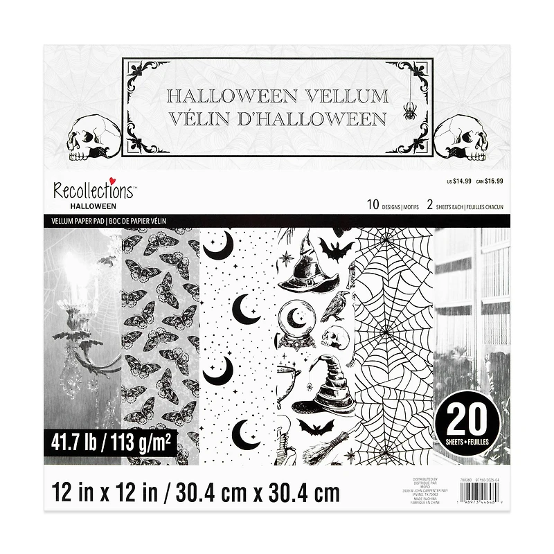 12" x 12" Halloween Vellum Paper Pad by Recollections™, 20 Sheets
