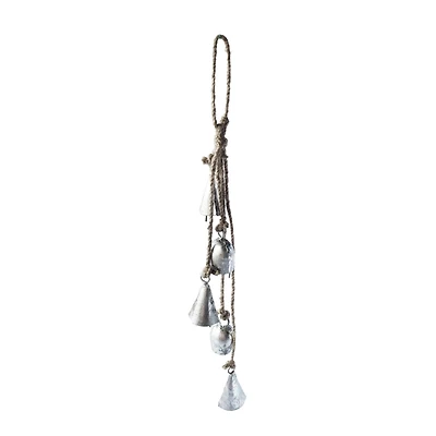 Hello Honey® 12" Antique Silver Handmade Hanging Metal Bells with Jute Rope