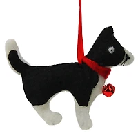 4.5" Black & White Cat with Bell Ornament