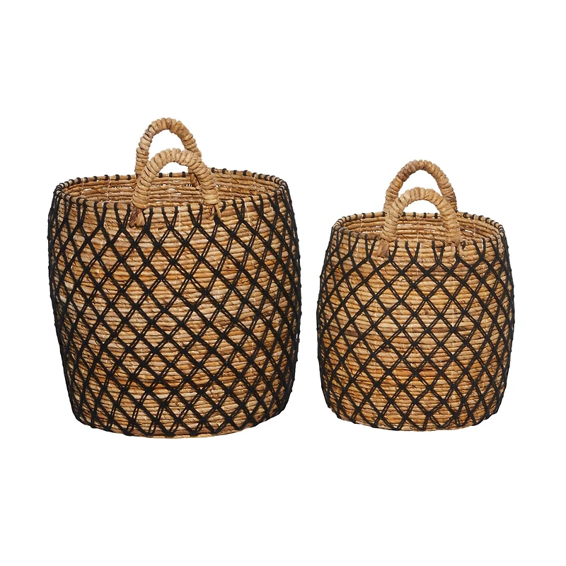 Brown Banana Leaf Coastal Storage Basket Set