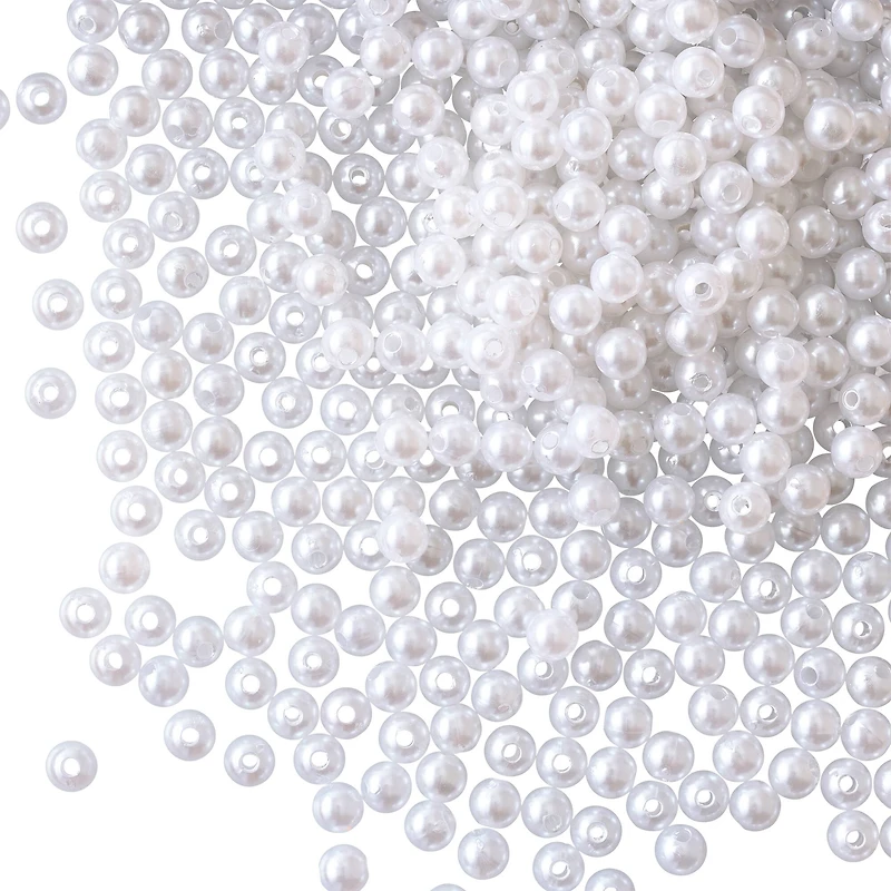 12 Pack: White Pearl Round Beads by Bead Landing