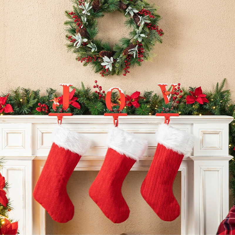 Glitzhome® Christmas Metal JOY Stocking Holder Set