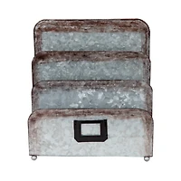 Mind Reader Silver 3-Section Galvanized Metal Magazine Holder