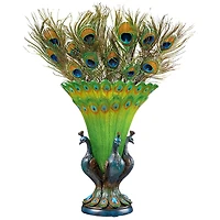 Design Toscano® 12" Grand Plumage Peacock Sculptural Vase