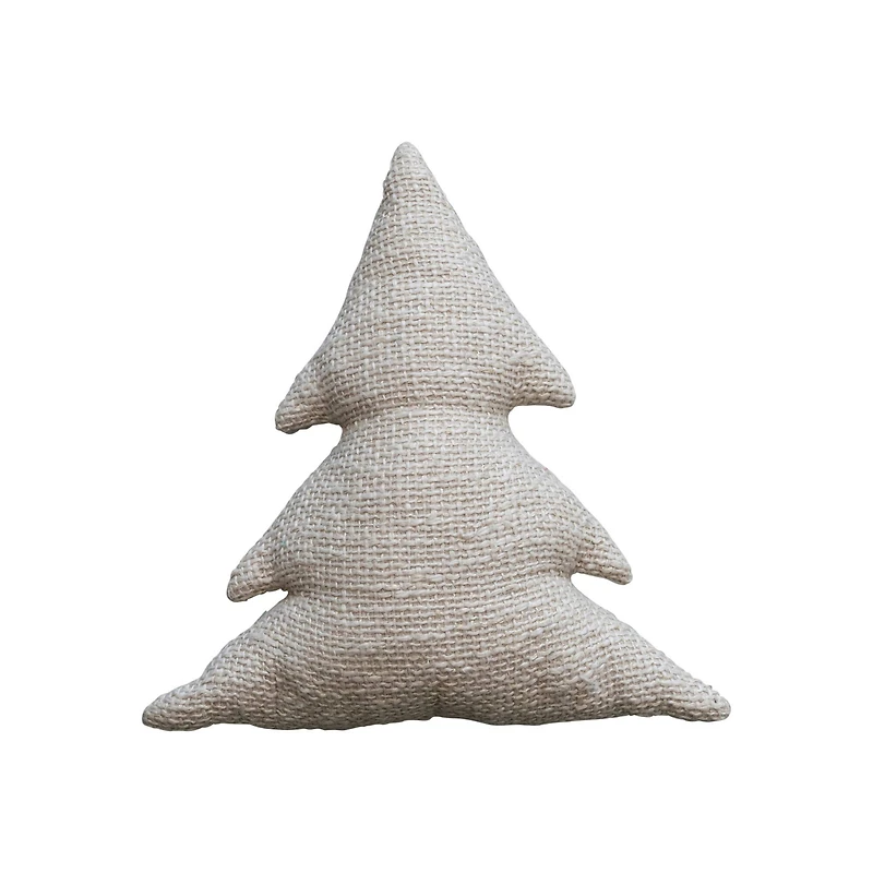 Hello Honey® 18" Natural & Metallic Gold Thread Cotton Slub Tree-Shaped Throw Pillow
