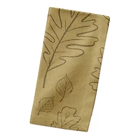 Mustard Yellow Large Leaf Pattern Cotton Twill Napkin